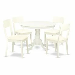 Flash Sale 🤩 East West Furniture Hartland HLAD5 Five Piece Round Pedestal Dining Table Set 🥰