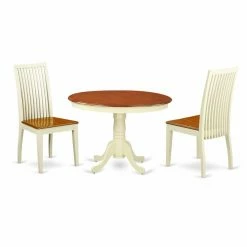 Budget 🔔 Casual Dining Sets East West Furniture Hartland HLIP3 Three Piece Round Pedestal Dining Table Set ✔️
