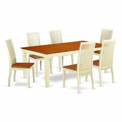 Best Pirce โจ Rectangle East West Furniture Logan LGIP7 Seven Piece Extension Dining Table Set ๐