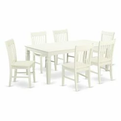 New ⌛ Rectangle East West Furniture Logan LGNO7 Seven Piece Extension Dining Table Set 🔔