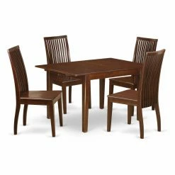 Deals 🧨 Rectangle East West Furniture Milan MLIP5 Five Piece Extension Dining Table Set 🔔