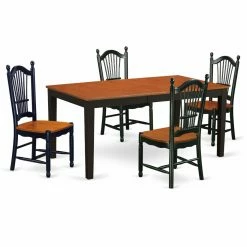 New ๐ฅฐ Casual Dining Sets East West Furniture Nicoli 5 Piece Extending Dining Table Set With Slat Back Chairs - Black / Cherry ๐