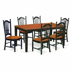 Cheapest 🎁 East West Furniture Nicoli 7 Piece Rectangle Extending Dining Table Set - Black / Cherry ❤️