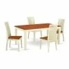 Budget ❤️ East West Furniture Nicoli 5 Piece Rectangle Extending Dining Table Set - Buttermilk / Cherry 🔔 -Kitchen Sales Store masterEASE1393