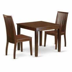 Cheap 🎁 Square East West Furniture Oxford 3 Piece Dining Table Set With 2 Wood Seat Dining Chairs 🌟