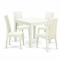 Promo 🎉 Square East West Furniture Oxford 5 Piece Dining Table Set With 4 Wood Seat Dining Chairs ✨