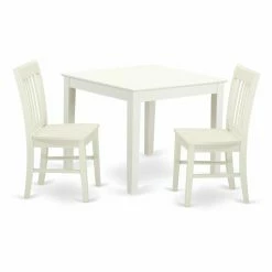 Top 10 ⭐ Square East West Furniture Oxford 3 Piece Dining Table Set With 2 Wood Seat Dining Chairs - Linen White 🎉