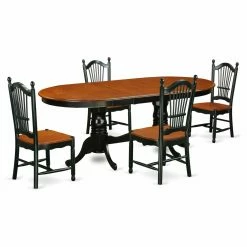 Discount ✨ East West Furniture Plainville 5 Piece Oval Extending Dining Table Set - Black / Cherry 🔔