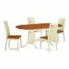 Wholesale 🎁 East West Furniture Plainville 5 Piece Oval Extending Dining Table Set - Buttermilk / Cherry 😉 -Kitchen Sales Store masterEASE1408