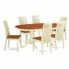 Brand new ✨ East West Furniture Plainville 7 Piece Oval Extending Dining Table Set - Buttermilk / Cherry 🎉 -Kitchen Sales Store masterEASE1409