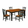 Discount 👏 East West Furniture Quincy 5 Piece Rectangle Extending Dining Table Set - Black / Cherry 🥰 -Kitchen Sales Store masterEASE1410