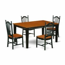 Discount 👏 East West Furniture Quincy 5 Piece Rectangle Extending Dining Table Set - Black / Cherry 🥰