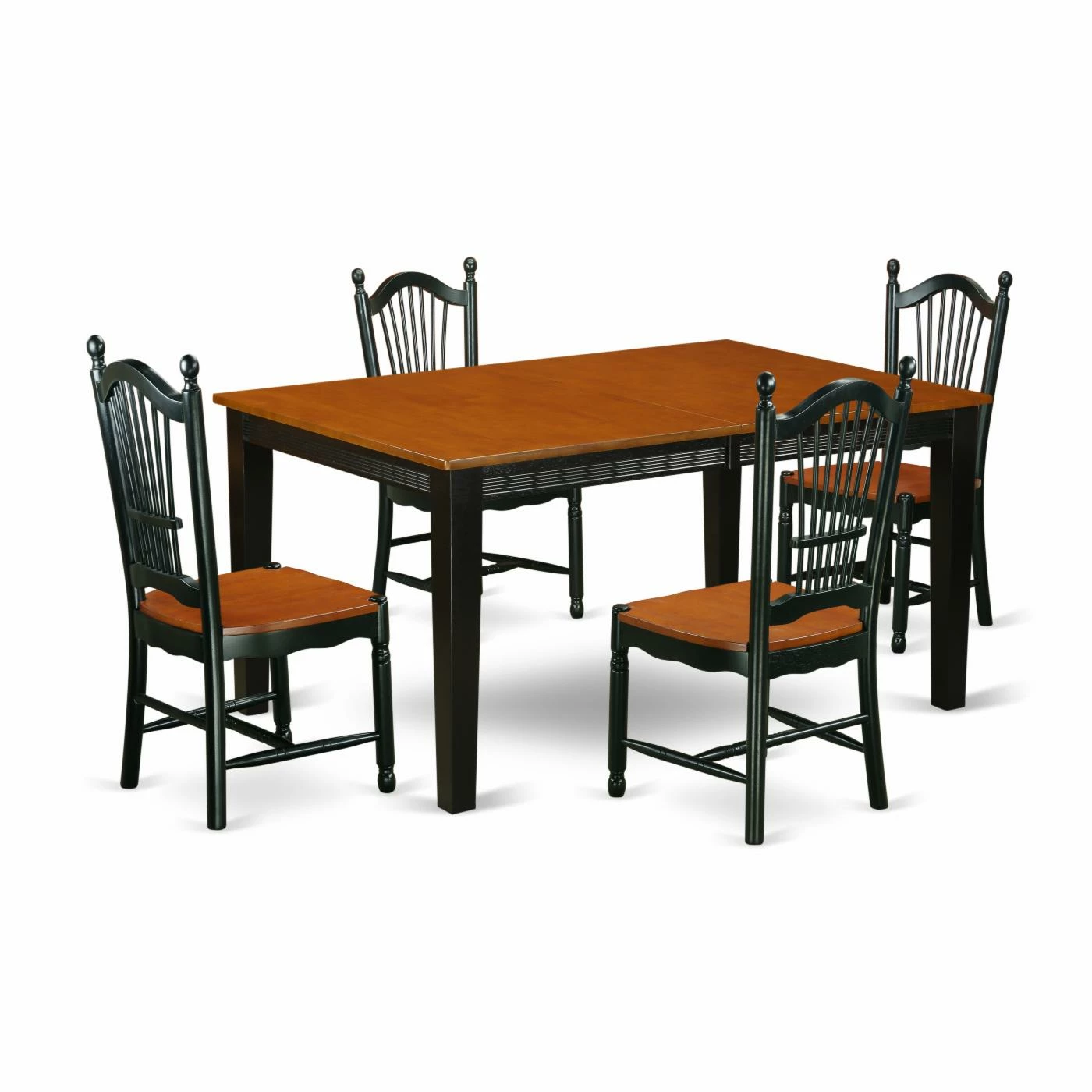 Discount 👏 East West Furniture Quincy 5 Piece Rectangle Extending Dining Table Set - Black / Cherry 🥰 3 Discount 👏 East West Furniture Quincy 5 Piece Rectangle Extending Dining Table Set - Black / Cherry 🥰