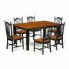 Best Pirce ❤️ East West Furniture Quincy 7 Piece Rectangle Extending Dining Table Set - Black / Cherry 🎁 -Kitchen Sales Store masterEASE1411
