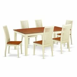 Best reviews of 👏 East West Furniture Quincy 7 Piece Rectangle Extension Dining Table Set - Buttermilk / Cherry ⭐
