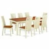 Hot Sale 🥰 Kitchen & Dinette Sets East West Furniture Quincy 9 Piece 18 In. Extension Leaf Dining Table Set - Buttermilk / Cherry ✔️ -Kitchen Sales Store masterEASE1415
