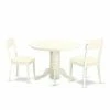 Best Sale 🛒 East West Furniture Shelton 3 Piece Round Dining Table Set With Faux Leather Seat Dining Chairs - Linen White 😉 -Kitchen Sales Store masterEASE1416