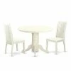 Deals 💯 East West Furniture Shelton 3 Piece Round Dining Table Set With Slat Back Chairs - Linen White 🤩 -Kitchen Sales Store masterEASE1418