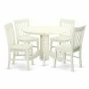 Flash Sale 🤩 Round East West Furniture Shelton 5 Piece Dining Table Set With Wood Seat Dining Chairs - Linen White ⌛ -Kitchen Sales Store masterEASE1421