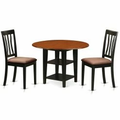 Hot Sale 🛒 Round East West Furniture Sudbury 3 Piece Drop Leaves Dining Table Set ✔️