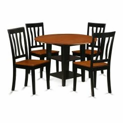 Coupon 👏 Round East West Furniture Sudbury 5 Piece Dual Drop Leaf Dining Table Set 😀