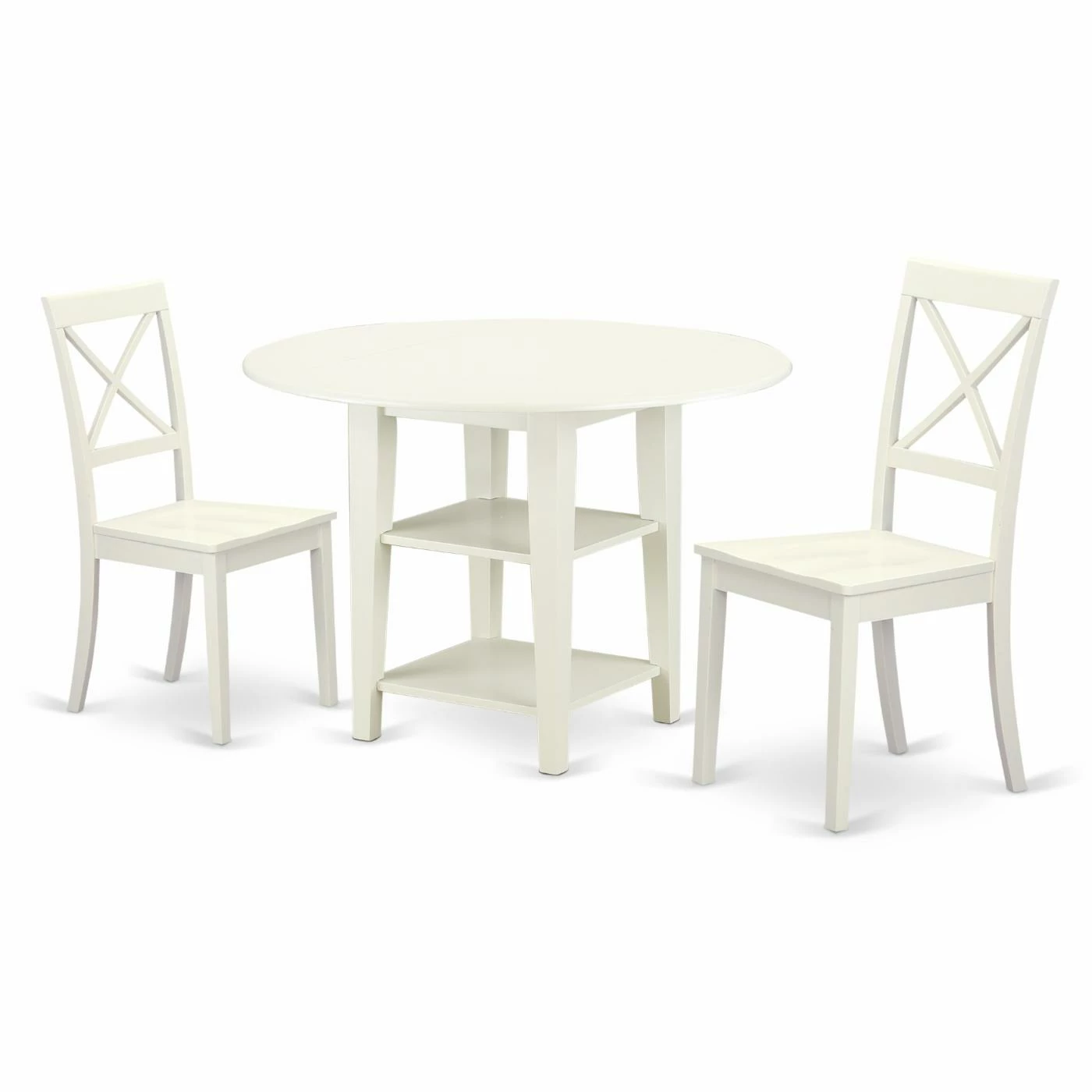 Best Sale โ Round East West Furniture Sudbury 3 Piece Dual Drop Leaf Dining Table Set With Cross Back Dining Chairs - Linen White ๐ฅ 3 Best Sale โ Round East West Furniture Sudbury 3 Piece Dual Drop Leaf Dining Table Set With Cross Back Dining Chairs - Linen White ๐ฅ