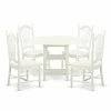 New ✔️ Round East West Furniture Sudbury 5 Piece Dual Drop Leaf Dining Table Set With Wood Seat Dining Chairs ✔️ -Kitchen Sales Store masterEASE1431