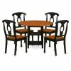 Best Pirce ❤️ Round East West Furniture Sudbury 5 Piece Dual Drop Leaf Dining Table Set With Keyhole Chairs ❤️ -Kitchen Sales Store masterEASE1437