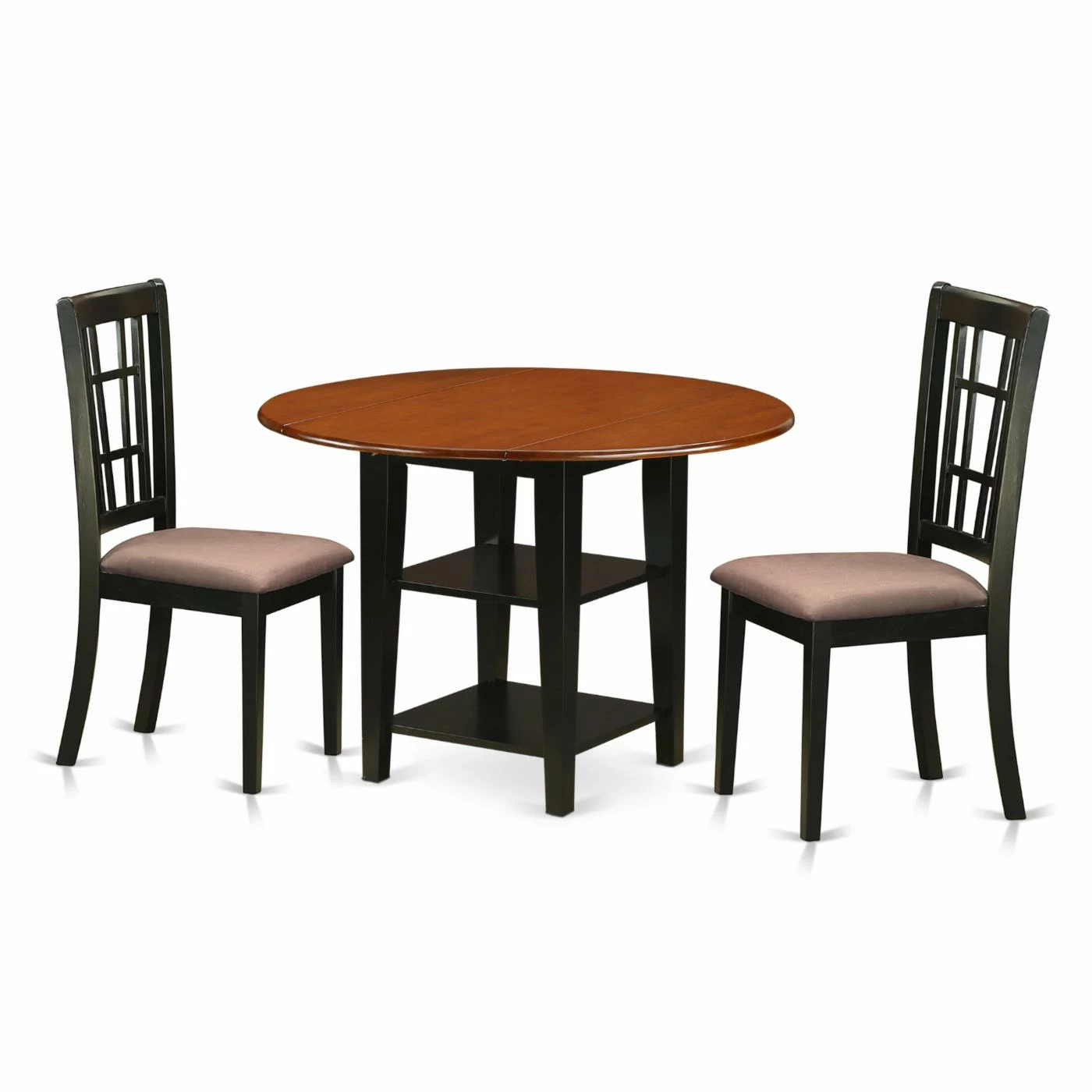 Top 10 👏 Round East West Furniture Sudbury 3 Piece Dual Drop Leaf Dining Table Set With Lattice Back Chairs 💯 3 Top 10 👏 Round East West Furniture Sudbury 3 Piece Dual Drop Leaf Dining Table Set With Lattice Back Chairs 💯