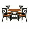 Discount 🌟 Round East West Furniture Sudbury 5 Piece Dual Drop Leaf Dining Table Set With Cross Back Chairs ❤️ -Kitchen Sales Store masterEASE1447