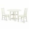Outlet 👍 Round East West Furniture Sudbury 3 Piece Dual Drop Leaf Dining Table Set With Slat Back Chairs 🧨 -Kitchen Sales Store masterEASE1450