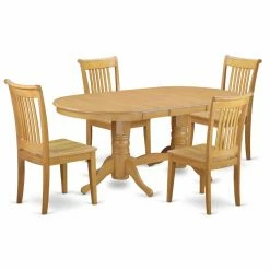 Kitchen Sales Store 31 New 😀 Oval East West Furniture Vancouver 5 Piece Extending Dining Table Set With Cushioned Chairs - Oak 🤩