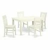 Coupon 😍 Rectangle East West Furniture Weston 5 Piece Extending Dining Table Set And Wood Seat Dining Chairs - Linen White 😀 -Kitchen Sales Store masterEASE1460