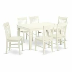 Coupon 😍 Casual Dining Sets East West Furniture Weston 7 Piece Extending Dining Table Set And With Slat Back Chairs - Linen White ✔️