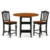 Wholesale 💯 Round East West Furniture Sudbury 3 Piece Double Drop Leaf Dining Table Set With Slat Back Chairs 💯 -Kitchen Sales Store masterEASE1462