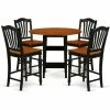 Discount ✨ Round East West Furniture Sudbury 5 Piece Double Drop Leaf Dining Table Set With Slat Back Chairs 🛒 -Kitchen Sales Store masterEASE1463
