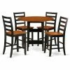 Flash Sale 🎉 Round East West Furniture Sudbury 5 Piece Double Drop Leaf Dining Table Set With Ladder Back Chairs - Black / Cherry 👏 -Kitchen Sales Store masterEASE1465