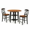 Budget 🤩 Round East West Furniture Sudbury 3 Piece Double Drop Leaf Dining Table Set With Keyhole Back Chairs 👍 -Kitchen Sales Store masterEASE1466