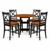 Best Sale 🛒 Round East West Furniture Sudbury 5 Piece Double Drop Leaf Dining Table Set With Cross Back Chairs 👏 -Kitchen Sales Store masterEASE1469