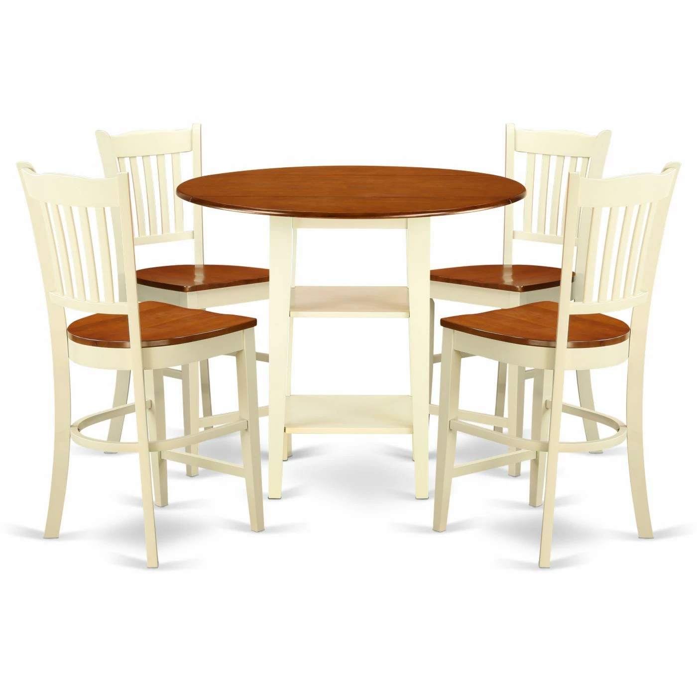 Discount 🥰 Round East West Furniture Sudbury 5 Piece Double Drop Leaf Dining Table Set With Slat Back Chairs - Buttermilk / Cherry 😉 3 Discount 🥰 Round East West Furniture Sudbury 5 Piece Double Drop Leaf Dining Table Set With Slat Back Chairs - Buttermilk / Cherry 😉