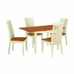 Cheap 🎁 Rectangle East West Furniture 5 Piece Norfolk Dining Table Set With Wood Seat 🧨
