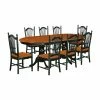 Budget 🛒 Oval East West Furniture 9 Piece Plainville Extending Dining Table - Black / Cherry ⭐ -Kitchen Sales Store masterEASE1481