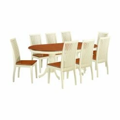 Coupon โค๏ธ Oval East West Furniture 9 Piece Plainville Extending Dining Table - Buttermilk / Cherry ๐ฏ
