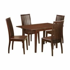 Cheap 🔥 Rectangle East West Furniture 5 Piece Picasso Rectangular Extending Dining Table Set - Mahogany 🌟