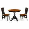 Promo 💯 East West Furniture Antique 3 Piece Round Dining Table Set With Wood Chairs 🔔 -Kitchen Sales Store masterEASE1498