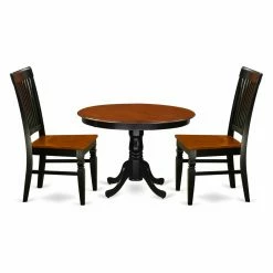 Best Pirce 😀 Casual Dining Sets East West Furniture Hartland 3 Piece Round Dining Table Set With Wood Chairs 🔥