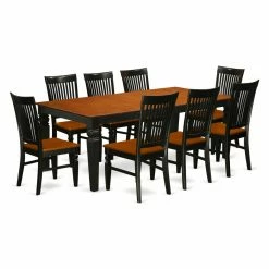 Outlet 🛒 Rectangle East West Furniture Logan 9 Piece Rectangular Dining Table Set With Wood Chairs 🎁