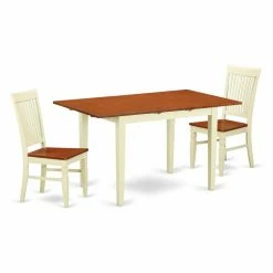 Outlet ✔️ Rectangle East West Furniture Norfolk 3 Piece Rectangular Dining Table Set With Wood Chairs 🔔