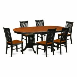 Promo 👍 East West Furniture Plainville 7 Piece Oval Dining Table Set With Wood Chairs ✔️