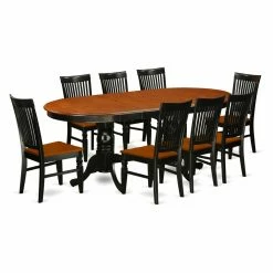 Promo 👍 East West Furniture Plainville 9 Piece Oval Dining Table Set With Wood Chairs 🧨